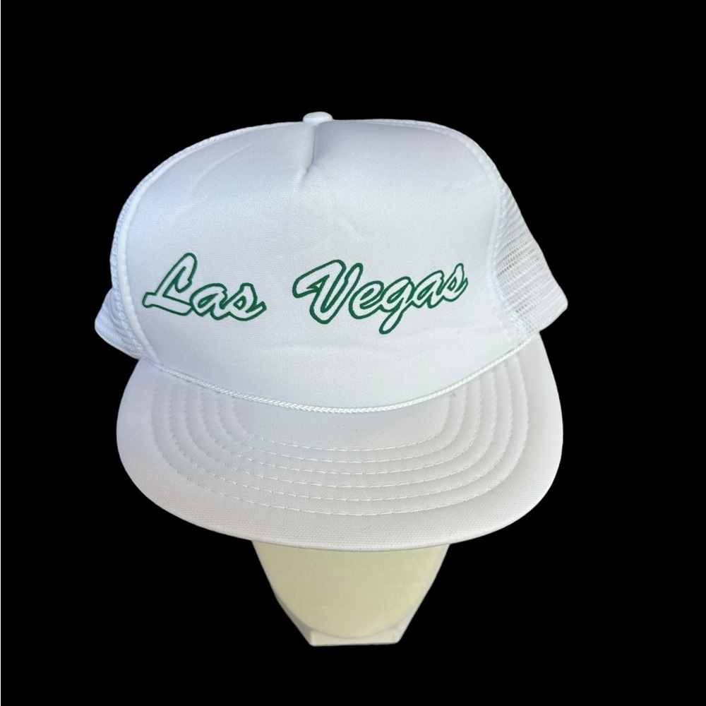 Vintage 80’s 90’s Las Vegas Trucker Style Hat Green White